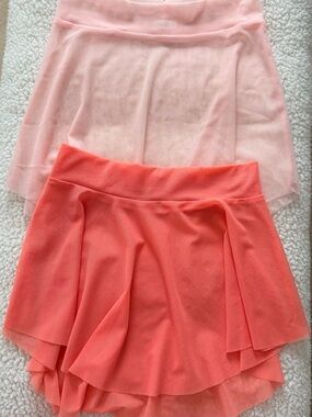 Eleve Dancewear Coral and Blush Layered Mini Skirts